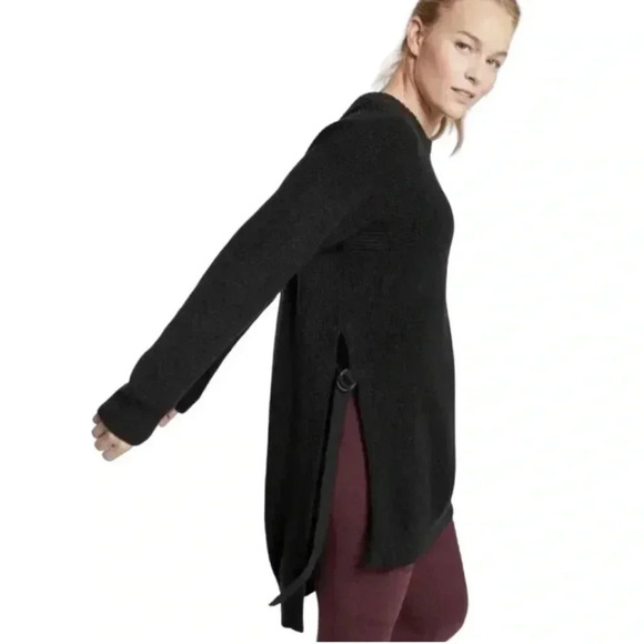 Athleta Black Sweater Ribbed West End Tunic Sweater Size Medium - Picture 1 of 6
